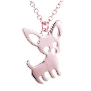 Chihuahua Pet Pendant Necklace Rose Gold Tone Staineless Steel